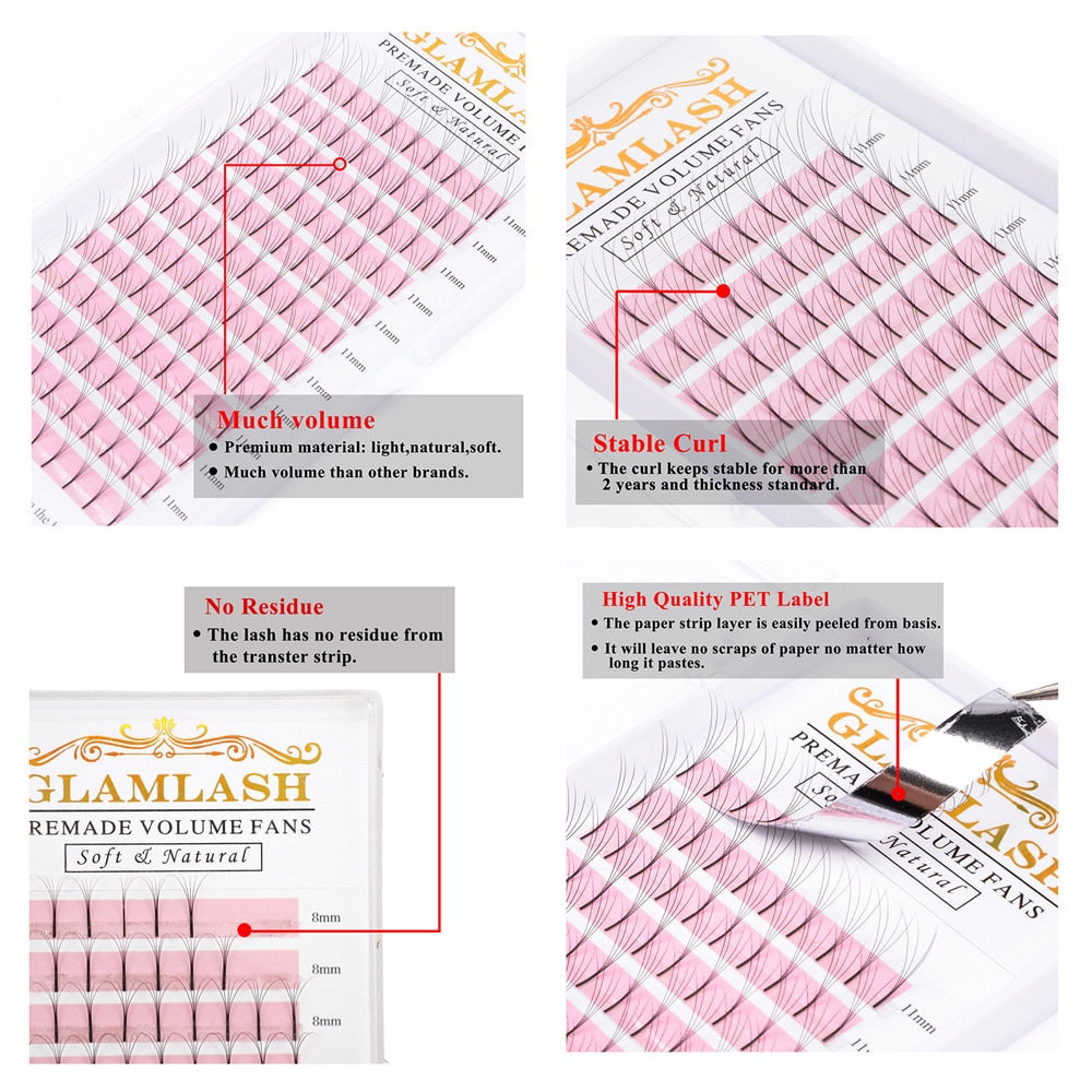 C/D Curl Long Stem Premade Eyelashes Set