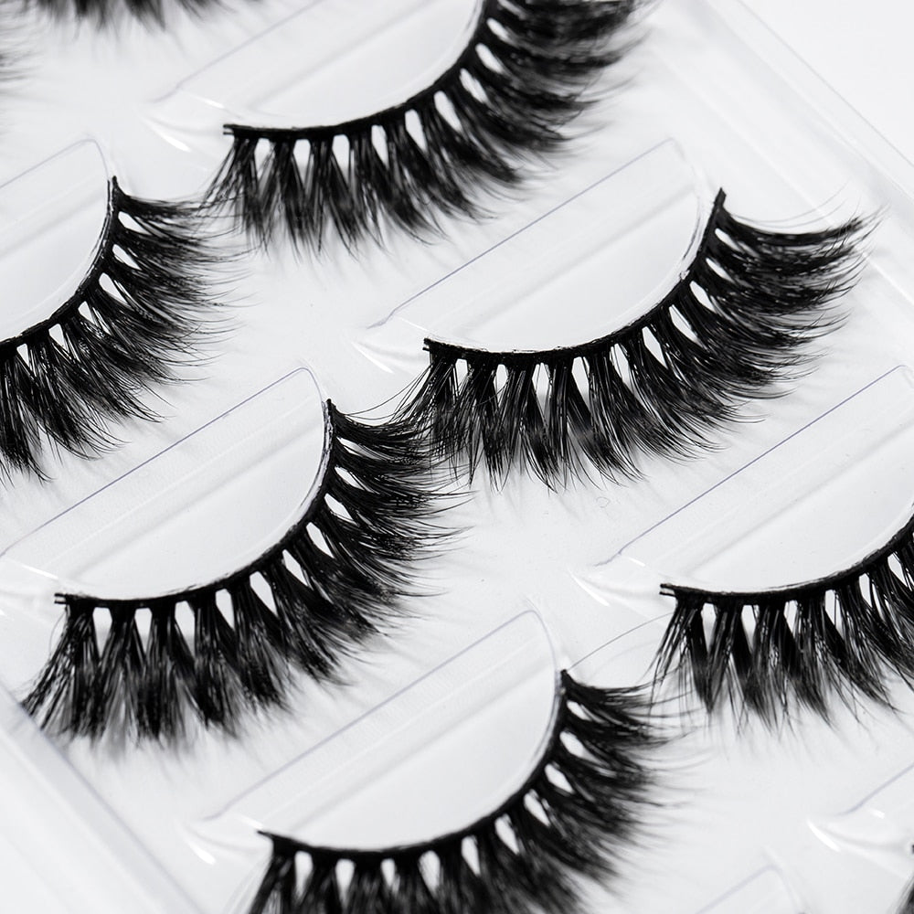 15-25 mm 3D Cross Eyelashes 5 Pairs Set