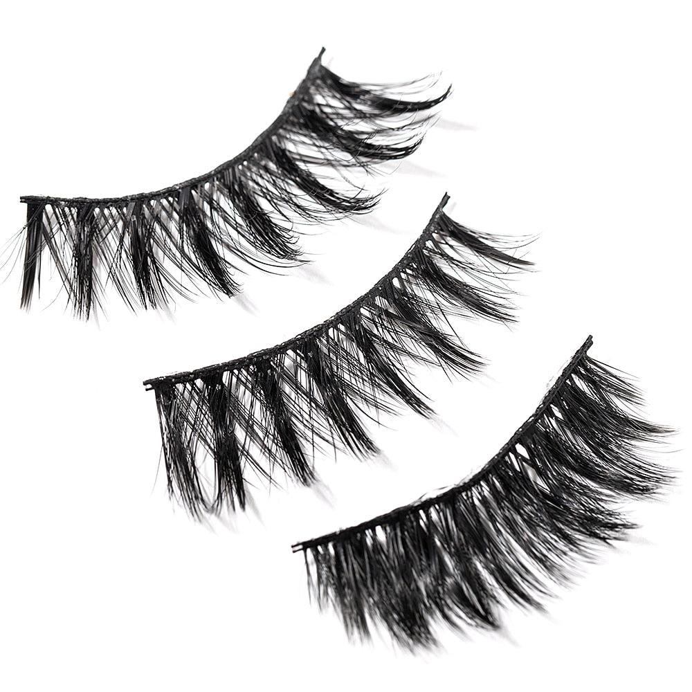 15-25 mm 3D Cross Eyelashes 5 Pairs Set