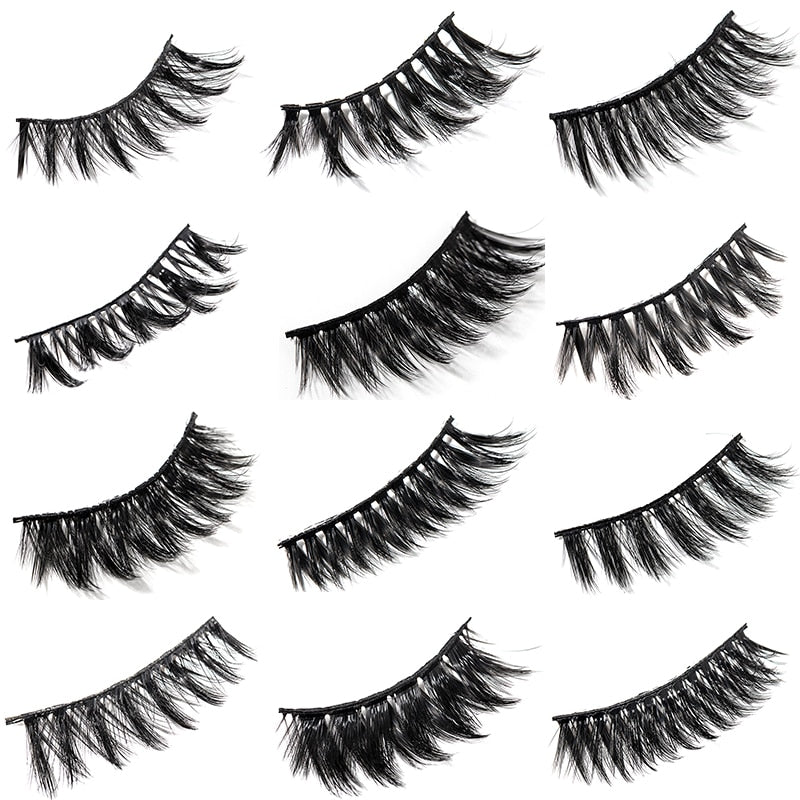 15-25 mm 3D Cross Eyelashes 5 Pairs Set