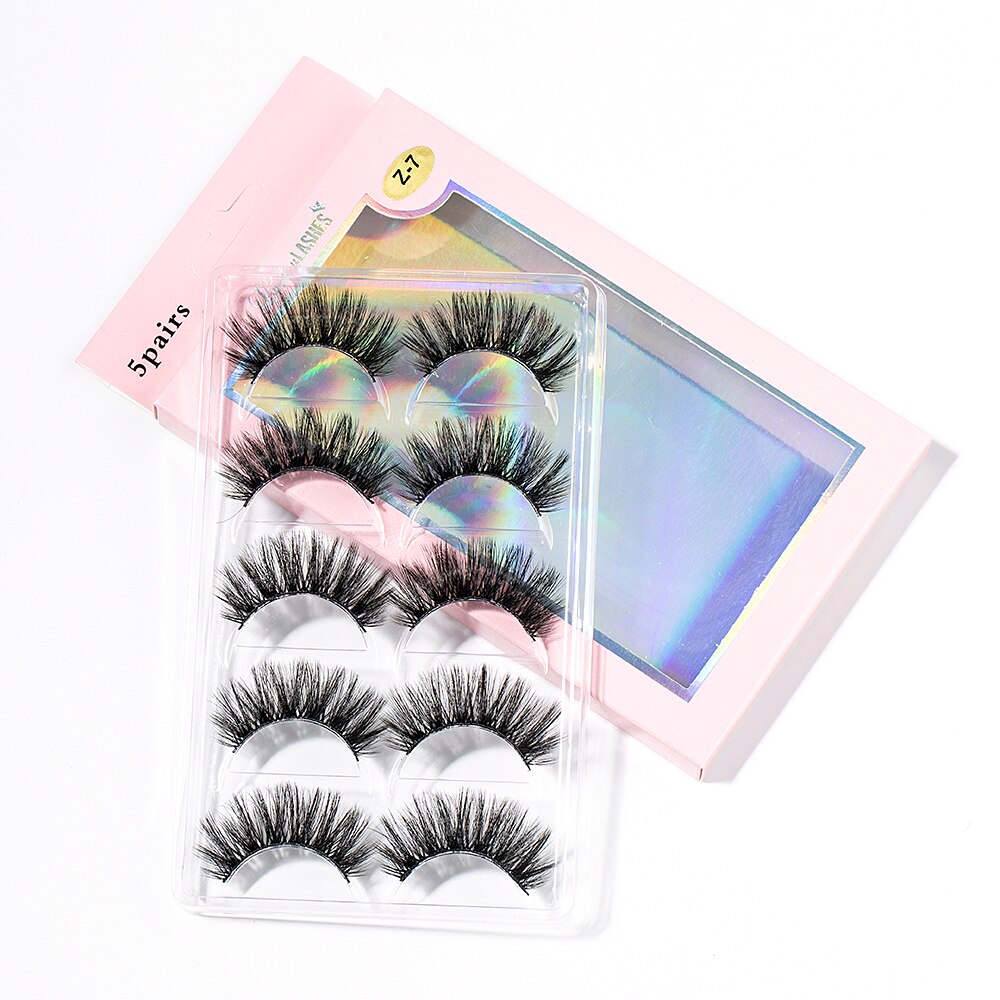 15-25 mm 3D Cross Eyelashes 5 Pairs Set
