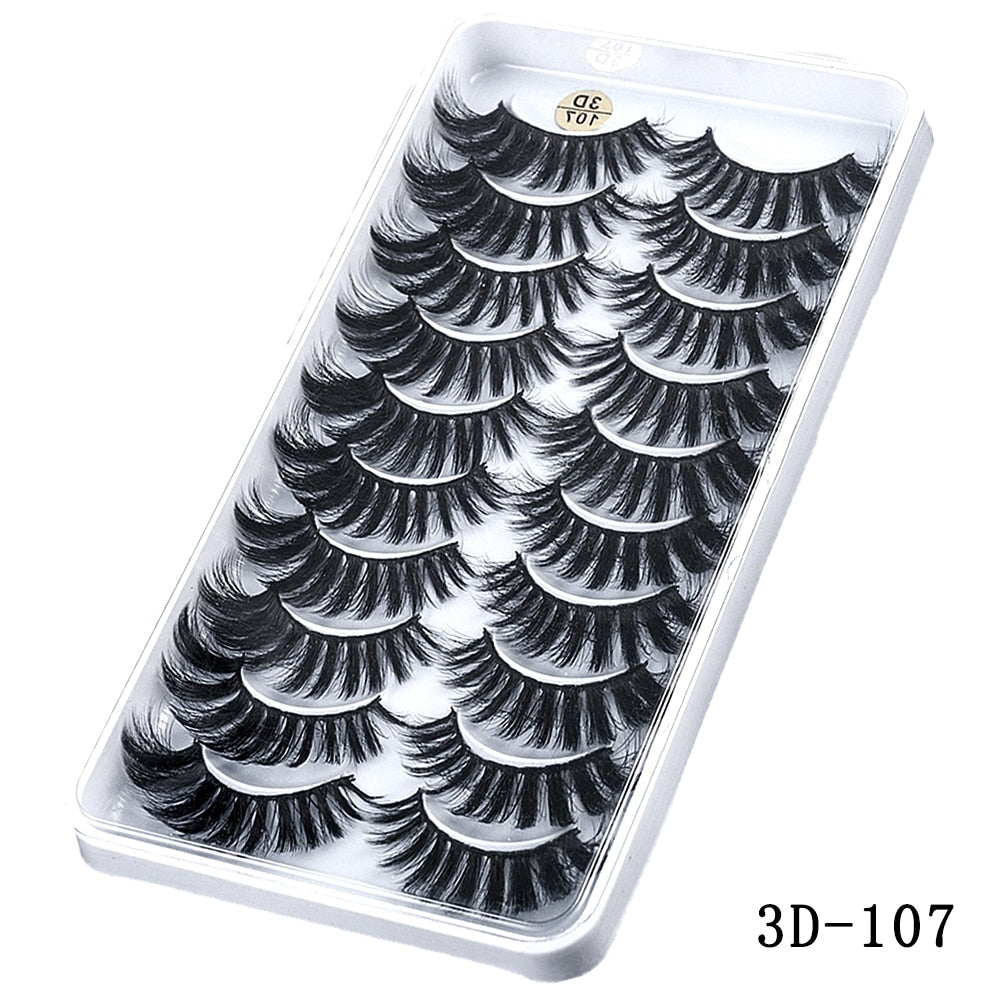 15-25 mm 3D Cross Eyelashes 5 Pairs Set