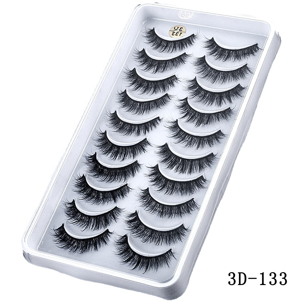 15-25 mm 3D Cross Eyelashes 5 Pairs Set